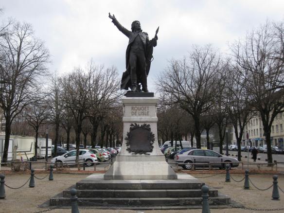 The dashing Rouget de Lisle statue in his hometown of Lons-le-Saunier, France